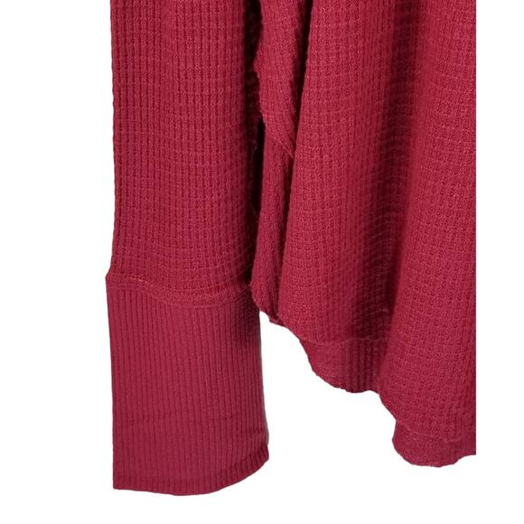 Free People Ribbed Lace Winter Pullover Flirty Red Sweater Women's M - Picture 3 of 5